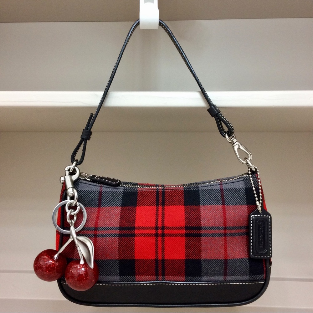 Authentic Coach Tartan Demi Bag Wristlet Vintage 2002 Plaid Wool & Leather Y2K